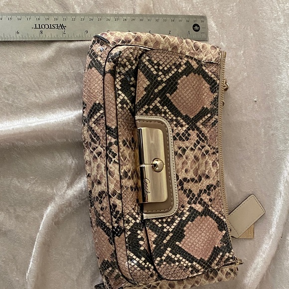 Coach Beige and Black Snake Print purse and wallet set. Excellent condition